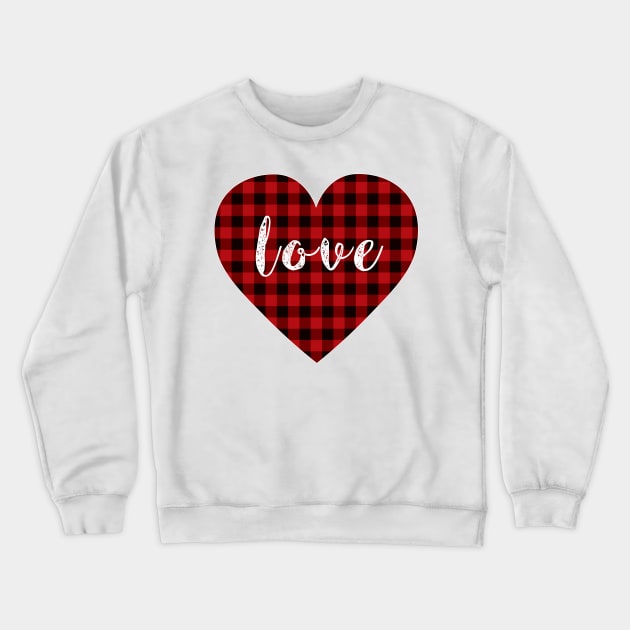 Buffalo plaid heart love Shirt - Valentine's Day Gifts Crewneck Sweatshirt by CMDesign